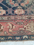 4'3 x 7' love worn antique Kurdish Rug - Blue Parakeet Rugs