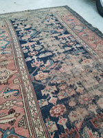 4'3 x 7' love worn antique Kurdish Rug - Blue Parakeet Rugs