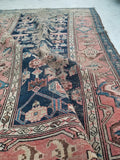 4'3 x 7' love worn antique Kurdish Rug - Blue Parakeet Rugs