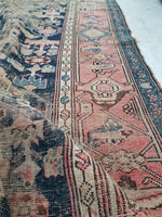 4'3 x 7' love worn antique Kurdish Rug - Blue Parakeet Rugs