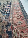 4'3 x 7' love worn antique Kurdish Rug - Blue Parakeet Rugs