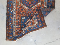 2'11 x 11'9 Antique tribal Heriz Runner / Skinny Vintage Runner (#1328) - Blue Parakeet Rugs