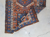 2'11 x 11'9 Antique tribal Heriz Runner / Skinny Vintage Runner (#1328) - Blue Parakeet Rugs