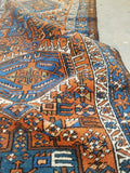 2'11 x 11'9 Antique tribal Heriz Runner / Skinny Vintage Runner (#1328) - Blue Parakeet Rugs