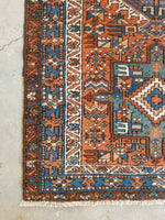 2'11 x 11'9 Antique tribal Heriz Runner / Skinny Vintage Runner (#1328) - Blue Parakeet Rugs
