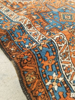 2'11 x 11'9 Antique tribal Heriz Runner / Skinny Vintage Runner (#1328) - Blue Parakeet Rugs
