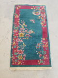 2'4 x 4'4 antique Chinese Art Deco Rug (#1327) - Blue Parakeet Rugs