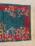 2'4 x 4'4 antique Chinese Art Deco Rug (#1327) - Blue Parakeet Rugs