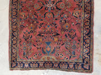 3'5 x 5' Antique 1920s floral design rug (#1331) - Blue Parakeet Rugs