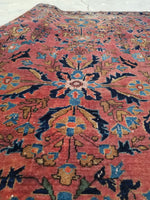 3'5 x 5' Antique 1920s floral design rug (#1331) - Blue Parakeet Rugs