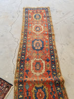 2'5 x 8'5 Antique Persian Heriz Runner / Skinny Vintage Runner (#1338) - Blue Parakeet Rugs