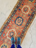 2'5 x 8'5 Antique Persian Heriz Runner / Skinny Vintage Runner (#1338) - Blue Parakeet Rugs