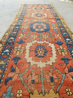2'5 x 8'5 Antique Persian Heriz Runner / Skinny Vintage Runner (#1338) - Blue Parakeet Rugs