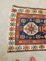 2'9 x 13'8 Skinny Antique Caucasian runner #1919 / 3x14 Vintage runner - Blue Parakeet Rugs