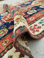 2'9 x 13'8 Skinny Antique Caucasian runner #1919 / 3x14 Vintage runner - Blue Parakeet Rugs