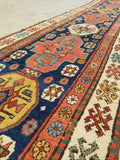 2'9 x 13'8 Skinny Antique Caucasian runner #1919 / 3x14 Vintage runner - Blue Parakeet Rugs