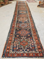3'2 x 15'5 Antique tribal wool runner #1920 / 3x15 Vintage runner - Blue Parakeet Rugs