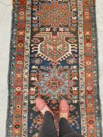 3'2 x 15'5 Antique tribal wool runner #1920 / 3x15 Vintage runner - Blue Parakeet Rugs