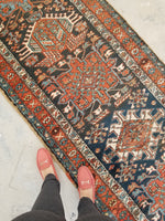 3'2 x 15'5 Antique tribal wool runner #1920 / 3x15 Vintage runner - Blue Parakeet Rugs