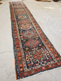 3'2 x 15'5 Antique tribal wool runner #1920 / 3x15 Vintage runner - Blue Parakeet Rugs