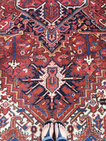 10'1" x 12'10" Vintage Heriz Rug / Large Vintage Rug / Rusty Geometric Rug - Blue Parakeet Rugs