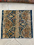2'7 x 3 Antique 19th Century Agra scatter rug #2230 / 3x3 Vintage Rug - Blue Parakeet Rugs