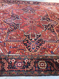 10'1" x 12'10" Vintage Heriz Rug / Large Vintage Rug / Rusty Geometric Rug - Blue Parakeet Rugs
