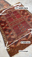 4' x 4'7 Antique Turkoman Prayer Rug #2443 - Blue Parakeet Rugs