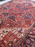 10'1" x 12'10" Vintage Heriz Rug / Large Vintage Rug / Rusty Geometric Rug - Blue Parakeet Rugs