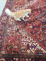 10'1" x 12'10" Vintage Heriz Rug / Large Vintage Rug / Rusty Geometric Rug - Blue Parakeet Rugs