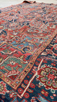 6'5 x 9'4 Antique Tribal Heriz rug #2078 / 6x9 Vintage Rug - Blue Parakeet Rugs