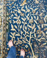 10’5 x 19’ Nature and Animal Scene Antique Indian rug #2534 / 11x19 vintage rug - Blue Parakeet Rugs