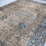 9'9 x 14'7 Worn Antique Persian Yazd Rug /  Large Antique Rug (#1074) - Blue Parakeet Rugs
