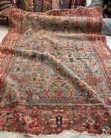 8'4 x 11'6 Antique Persian Heriz Serapi on French blue ground #2457 / 9x12 Heriz Serapi - Blue Parakeet Rugs