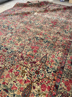 9'9 x 14'9 Antique Persian Kerman rug #910 / 10x15 Persian rug - Blue Parakeet Rugs