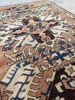 4'2 x 5'10 Antique Eagle Kazak (#1200)  / 4x6 Vintage Rug - Blue Parakeet Rugs