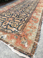 3'2 x 12'11 Antique Malayer Runner / Long Persian Runner - Blue Parakeet Rugs