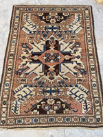 4'2 x 5'10 Antique Eagle Kazak (#1200)  / 4x6 Vintage Rug - Blue Parakeet Rugs