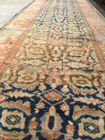3'2 x 12'11 Antique Malayer Runner / Long Persian Runner - Blue Parakeet Rugs