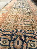 3'2 x 12'11 Antique Malayer Runner / Long Persian Runner - Blue Parakeet Rugs