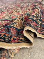 9'9 x 14'9 Antique Persian Kerman rug #910 / 10x15 Persian rug - Blue Parakeet Rugs