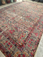 9'9 x 14'9 Antique Persian Kerman rug #910 / 10x15 Persian rug - Blue Parakeet Rugs
