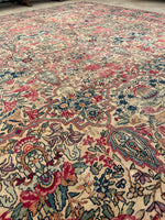 9'9 x 14'9 Antique Persian Kerman rug #910 / 10x15 Persian rug - Blue Parakeet Rugs