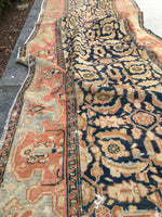 3'2 x 12'11 Antique Malayer Runner / Long Persian Runner - Blue Parakeet Rugs