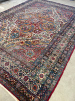 8'8 x 11'8 Antique Persian Mashhad rug #2226 / 9x12 Vintage Rug - Blue Parakeet Rugs
