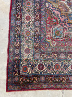 8'8 x 11'8 Antique Persian Mashhad rug #2226 / 9x12 Vintage Rug - Blue Parakeet Rugs