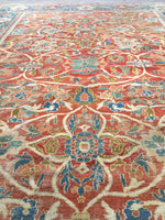 9'2 x 11'10 Antique 19th Century Persian Sultanabad Mahal - Blue Parakeet Rugs
