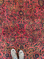 11x14 Antique Ruby Persian Sarouk rug #2227 / 11x14 Vintage Rug - Blue Parakeet Rugs