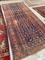 4'7 x 11' Antique Worn gallery size rug #1902 / 5x11 Vintage rug - Blue Parakeet Rugs