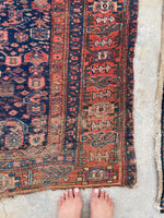 4'7 x 11' Antique Worn gallery size rug #1902 / 5x11 Vintage rug - Blue Parakeet Rugs